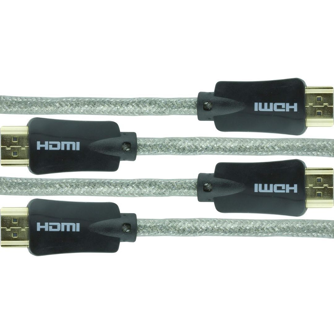 GE Pro Premium 6 Feet High-Speed HDMI Cable with Built-In Ethernet for 4K UltraHD (Silver, 2-Pack)