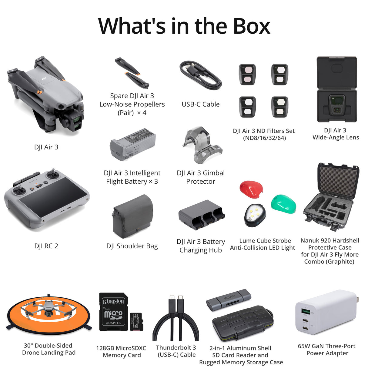 DJI Air 3 Drone Fly More Combo with RC 2 Ultimate Flight Bundle