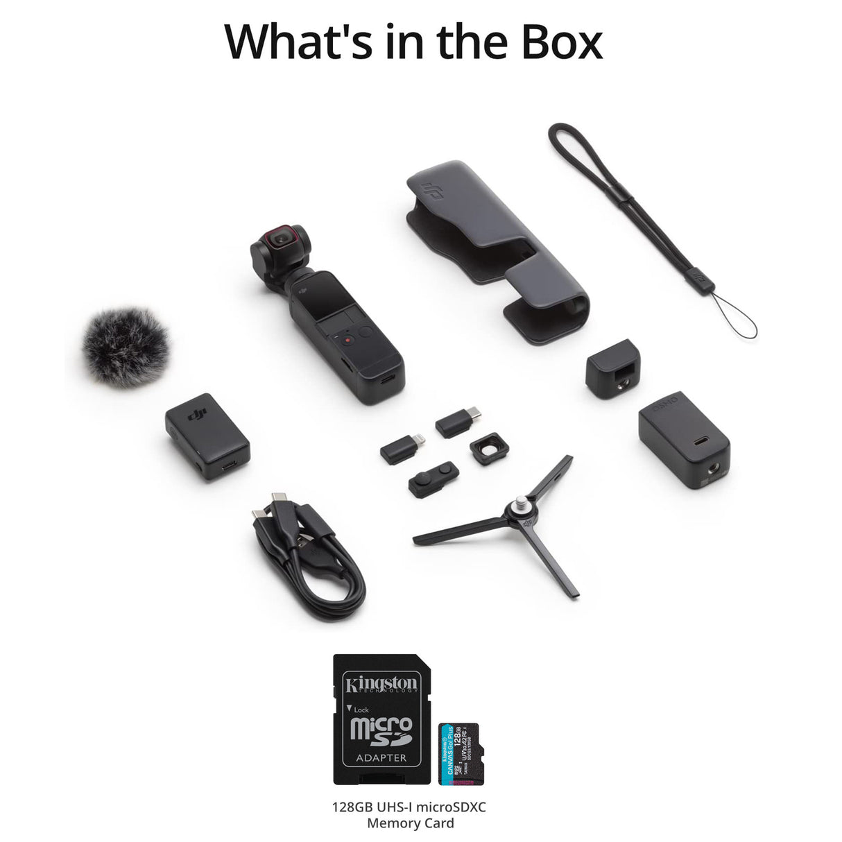 DJI Pocket 2 Gimbal Creator Combo with 128GB V30 A2 MicroSD Card Bundle