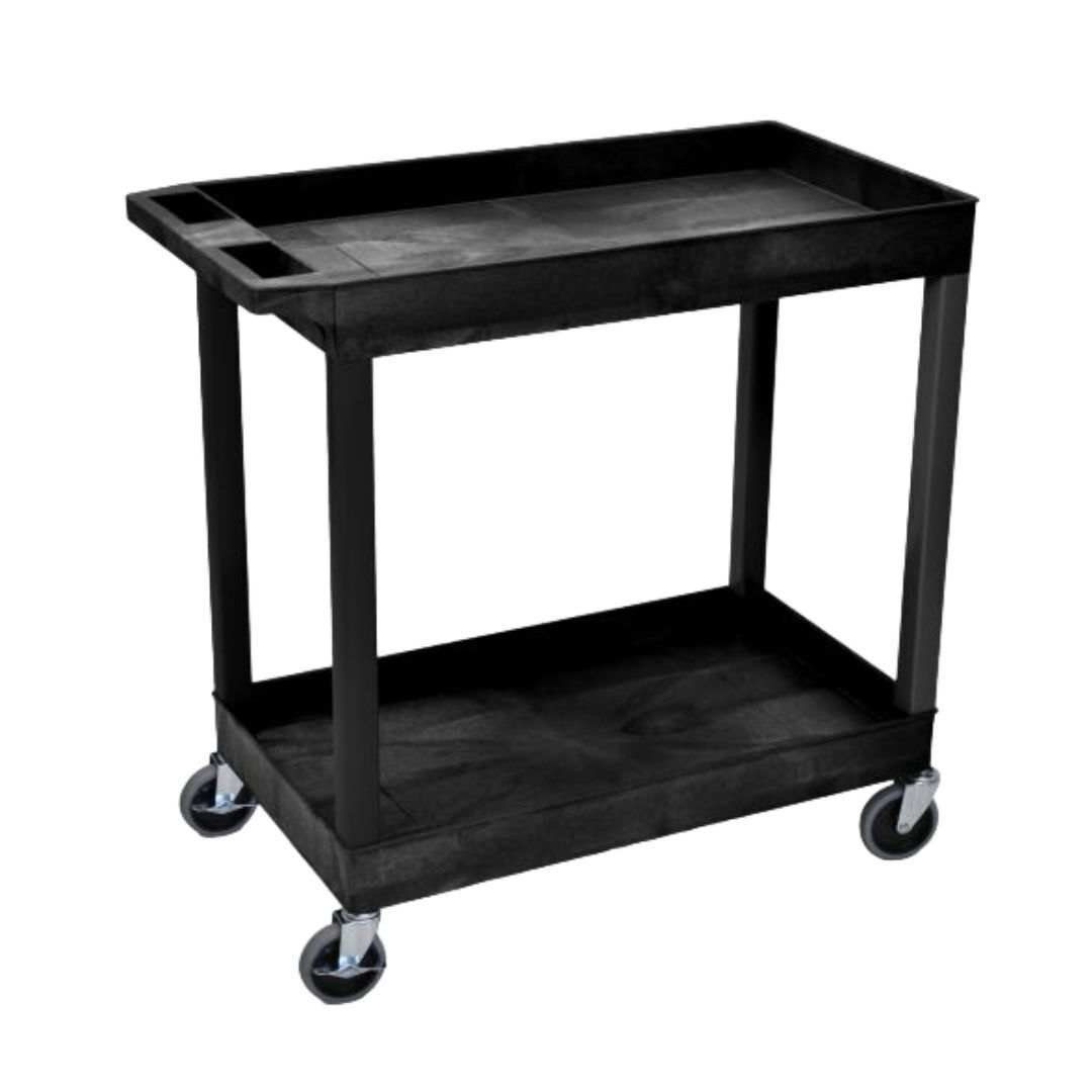 Luxor EC Series 32-Inch x 18-Inch Tub Storage Utility Cart with Two Tub Shelf Cart Suits (Black)