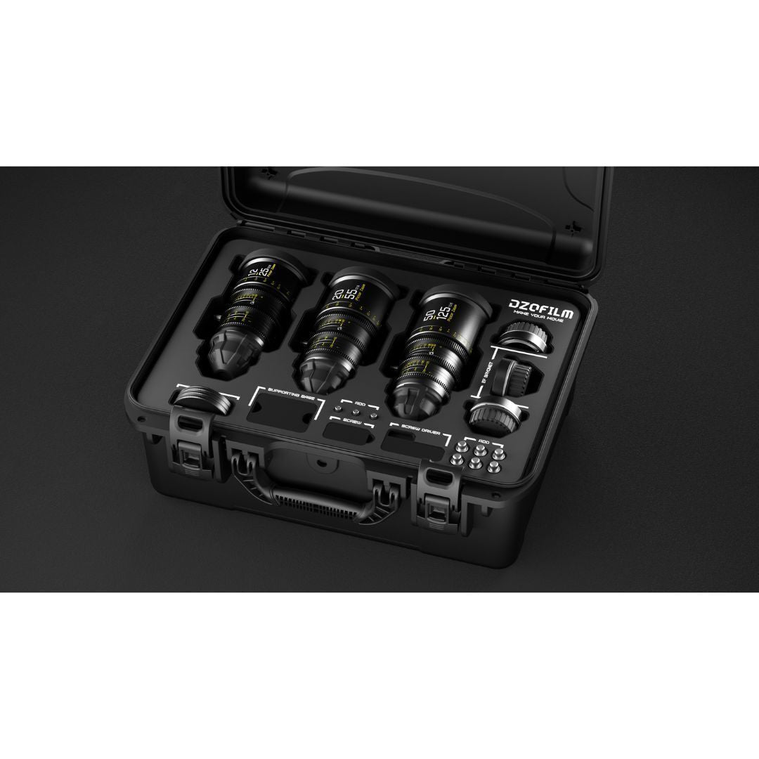 DZOFilm Pictor T2.8 Super35 Zoom 3-Lens Bundle 12-25mm, 20-55mm, 50-125mm PL and EF Mount (Black)