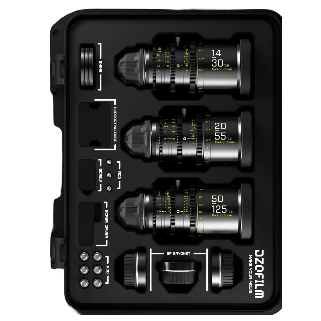 DZOFilm Pictor T2.8 Super35 Zoom 3-Lens Bundle 20-55, 50-125, and 14-30mm PL and EF Mount (Black)