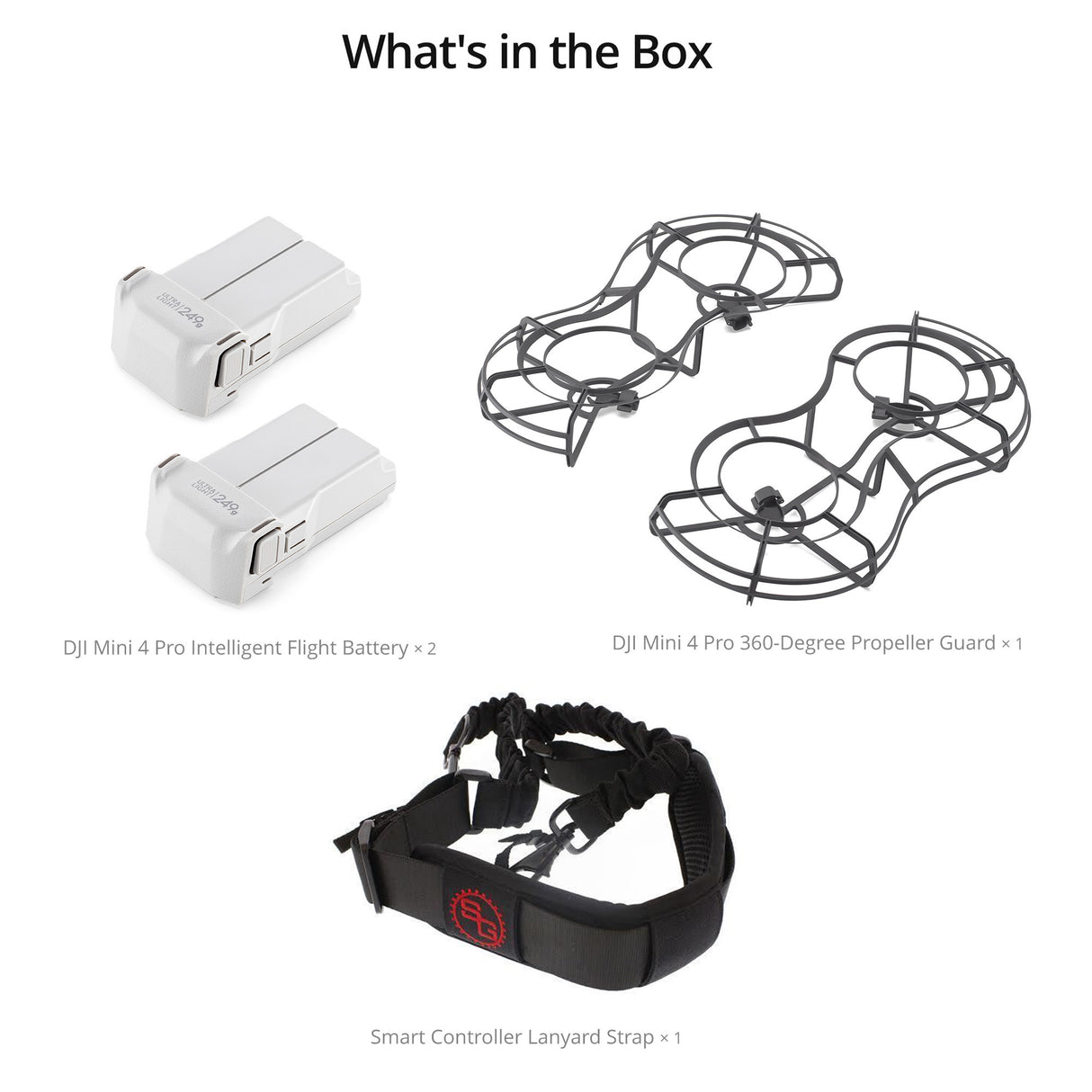 DJI Mini 4 Pro Intelligent Flight Battery (2-pack) with 360° Propeller Guards and Lanyard Strap