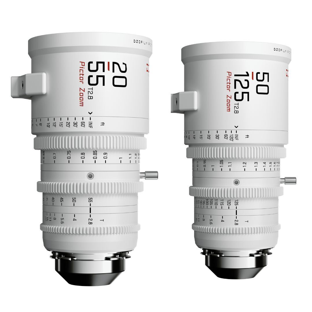 DZOFilm Pictor Zoom 20-55mm and 50-125mm T2.8 Super 35 Lens Bundle (PL and EF Mount, White)