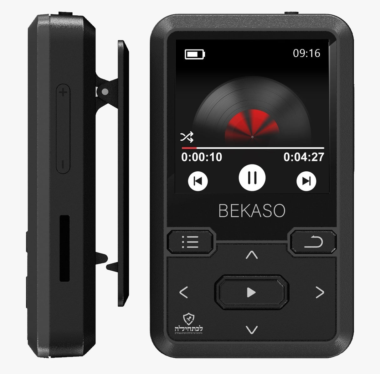 Samvix Penson Bekaso 16GB Kosher MP3 Player with High-Quality Audio and Built-in Clip