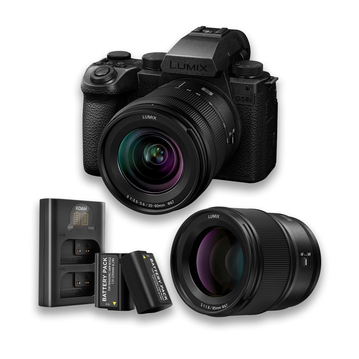 Panasonic Lumix S5 IIX 24.2MP Mirrorless Camera with 20-60mm and 85mm Mirrorless Lens Bundle