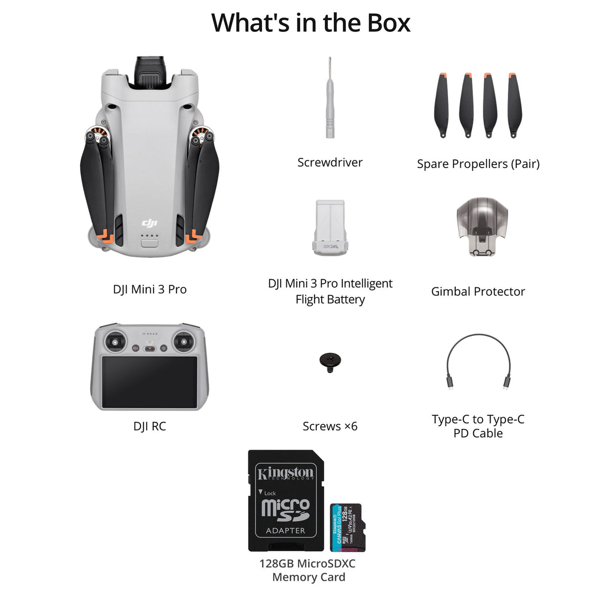 DJI Mini 3 Pro Compact Drone with DJI RC Remote with 128GB MicroSD Card Bundle