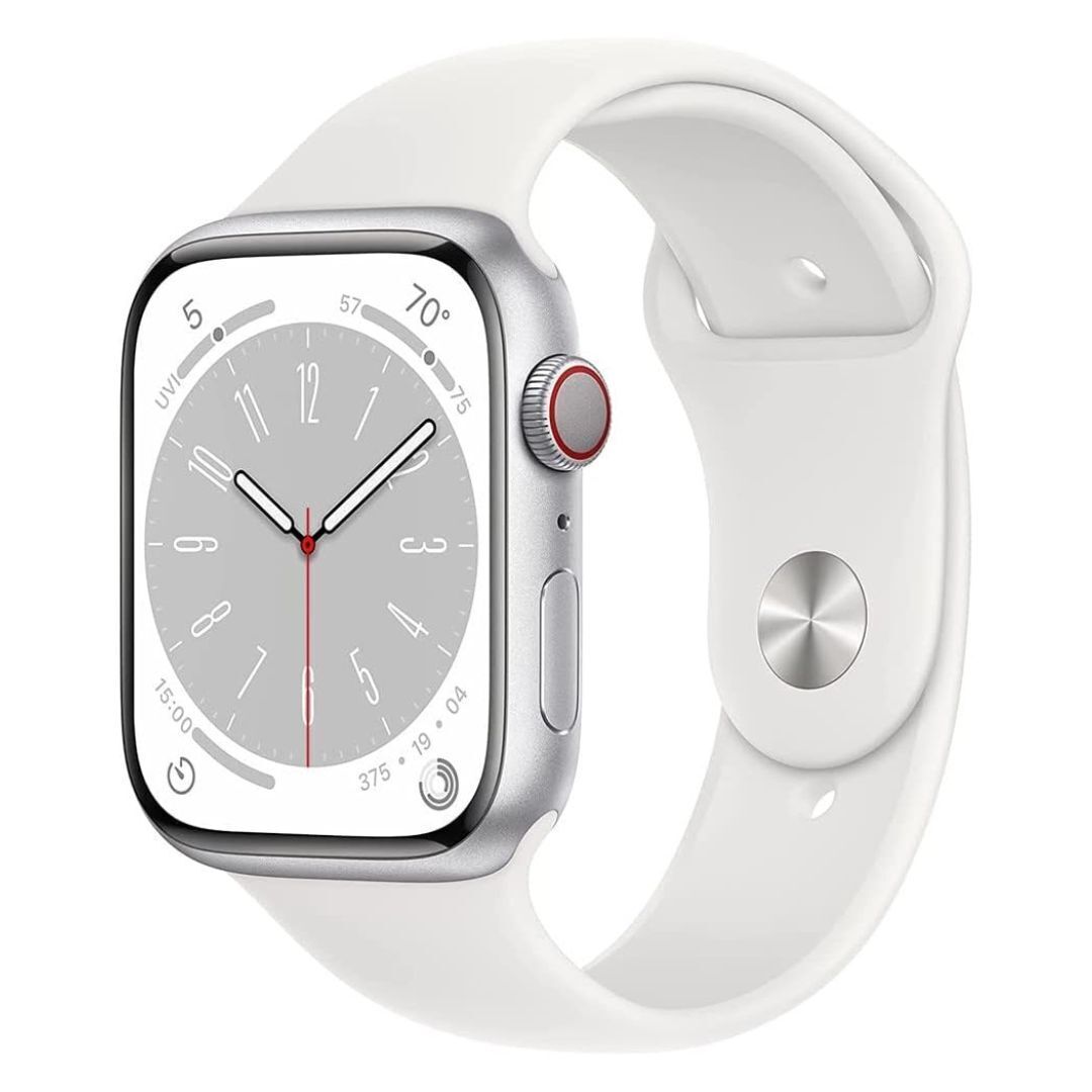Apple Watch Series 8, 41mm GPS (Silver Aluminum Case, White Sport Band S/M) (Certified Refurbished)