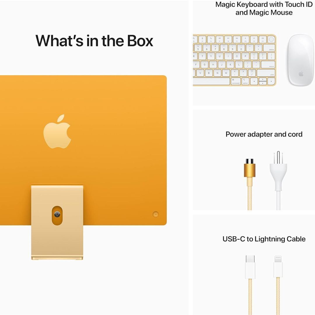 Apple iMac 24" with Apple M1 Chip, 8GB RAM, 256GB SSD, Yellow (Certified Refurbished)