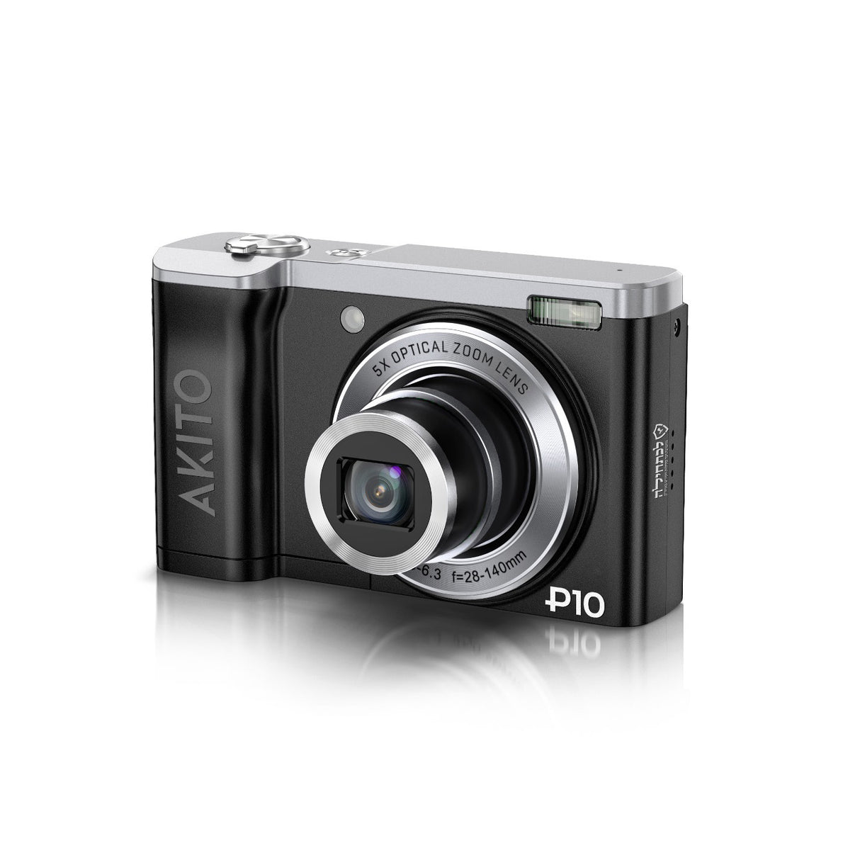 Akito Plus10 Kosher Digital Camera with 5x Optical Zoom and 5K Ultra HD (Black)