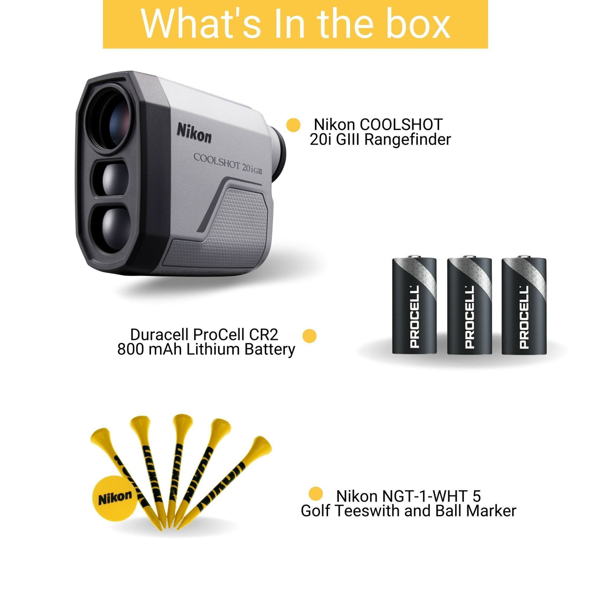 Nikon COOLSHOT 20i GIII Golf Range Finder - Pinpoint Accuracy with Batteries and Golf Tees