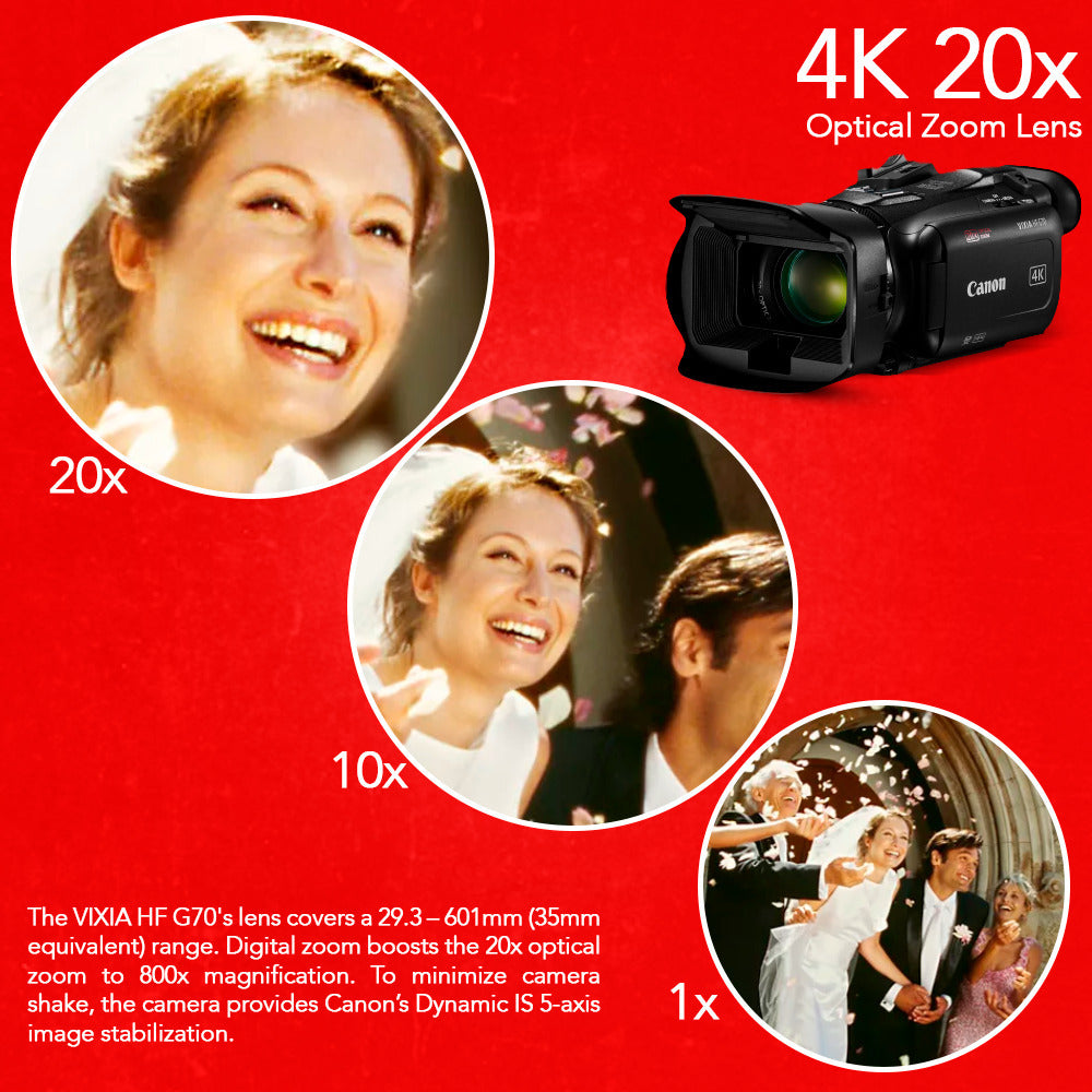 Canon Vixia HF G70 UHD 4K Camcorder (Black) Dlx Outfit