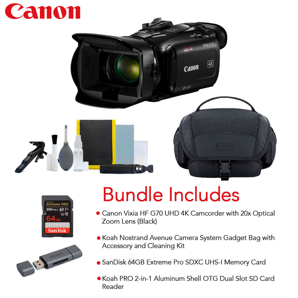 Canon Vixia HF G70 UHD 4K Camcorder (Black) Dlx Outfit