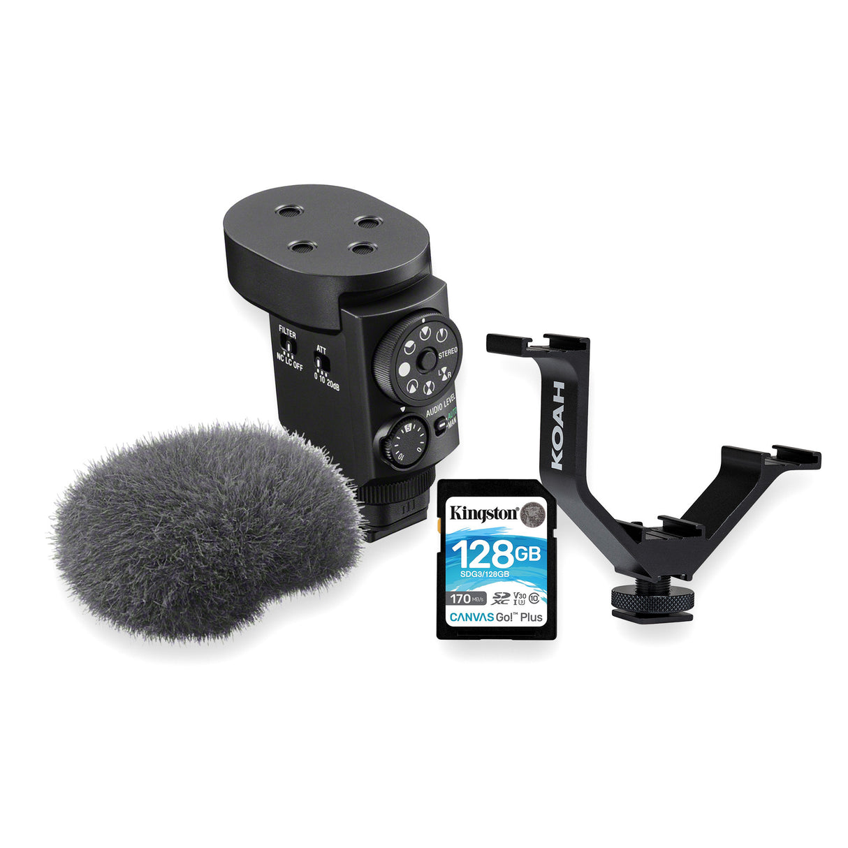 Sony Digital Shotgun Microphone ECM-M1 with Triple Shoe Bracket,128GB SD Card