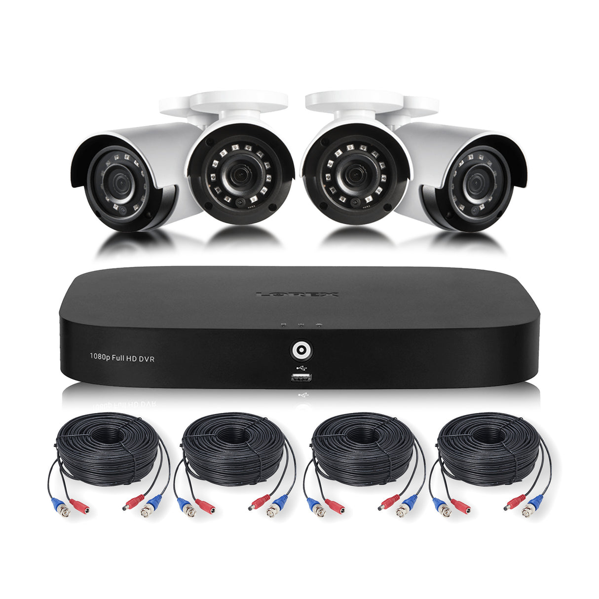Lorex 1080p 8-Channel 1TB Wired DVR Security System with 4 Cameras and 4K RG59 100ft Power Cables