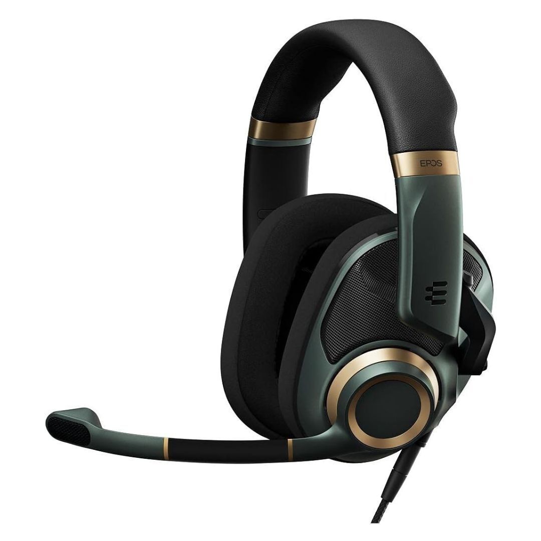 EPOS H6PRO Open Acoustic Gaming Headset with Mic, Cushioned Headband, and Magnetic Boom Arm (Green)
