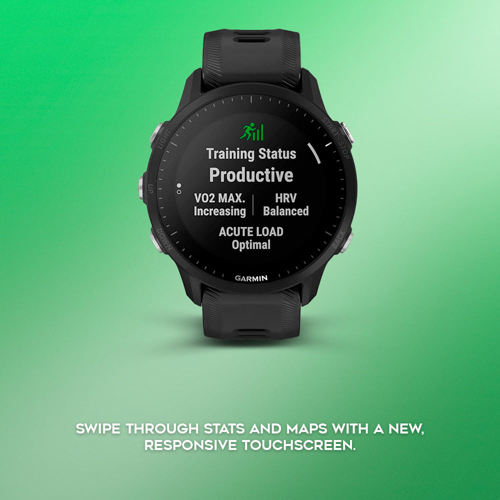Garmin Forerunner 955 GPS Running Smartwatch (Black) Bundle with Charger Stand and Port Plugs