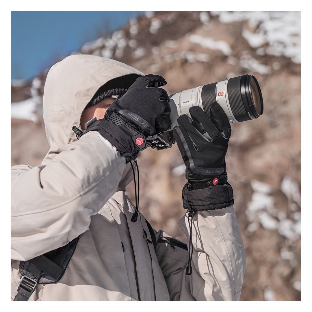 PGYTECH Professional Large Three-Finger Exposed Photography Gloves with 3M Thinsulate Cotton (Black)