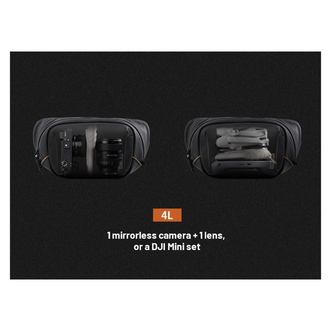 PGYTECH OneGo Solo V2 4L Splash-Resistant Large Opening Sling with Elastic Pen Slot (Obsidian)