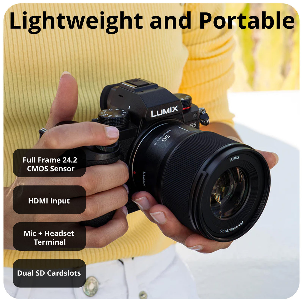 Panasonic LUMIX S5 4K Mirrorless Full-Frame L-Mount Camera with S 50mm f/1.8 Lens and Gimbal