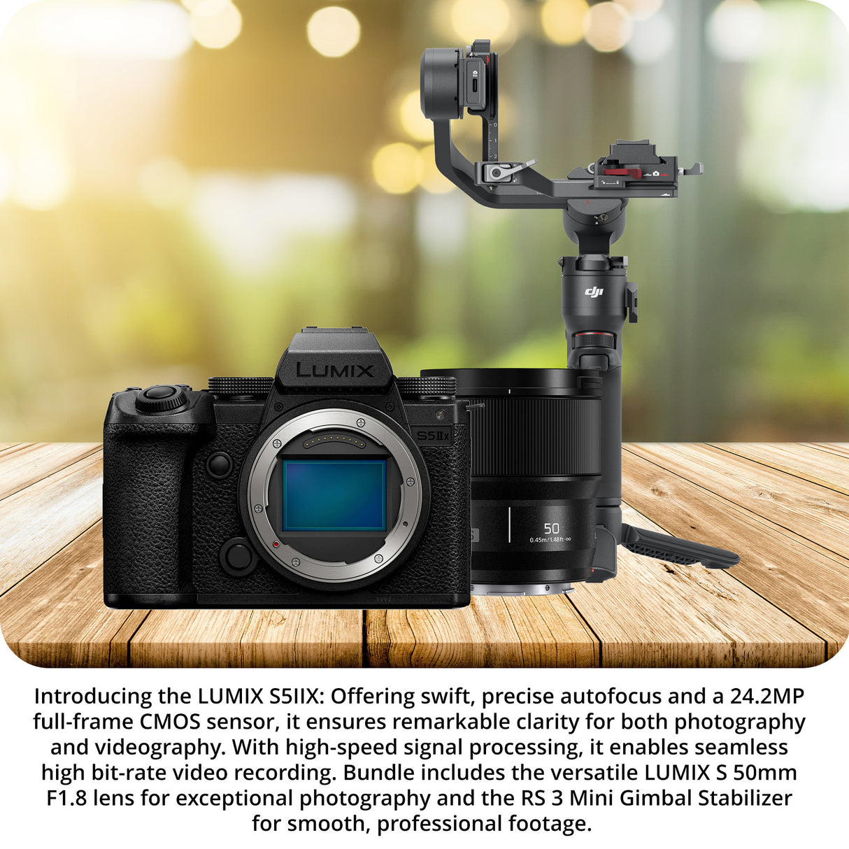 Panasonic Lumix S5 IIX 24.2MP FF Mirrorless Camera with S 50mm f/1.8 Lens and RS 3 Mini Gimbal