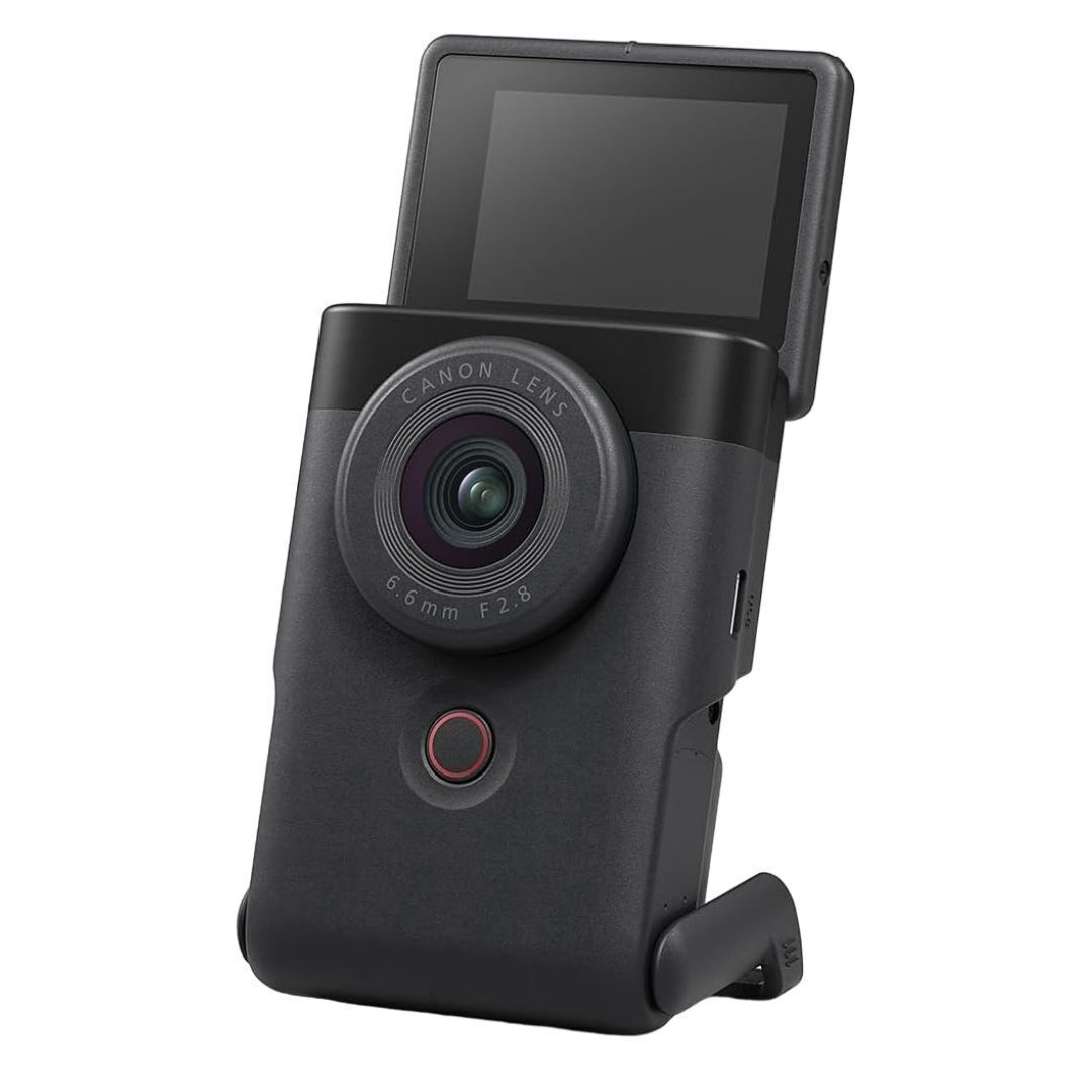 Canon PowerShot V10 Vlog Camera with Built-In Stand, CMOS Sensor, and 4K Video Quality (Black)