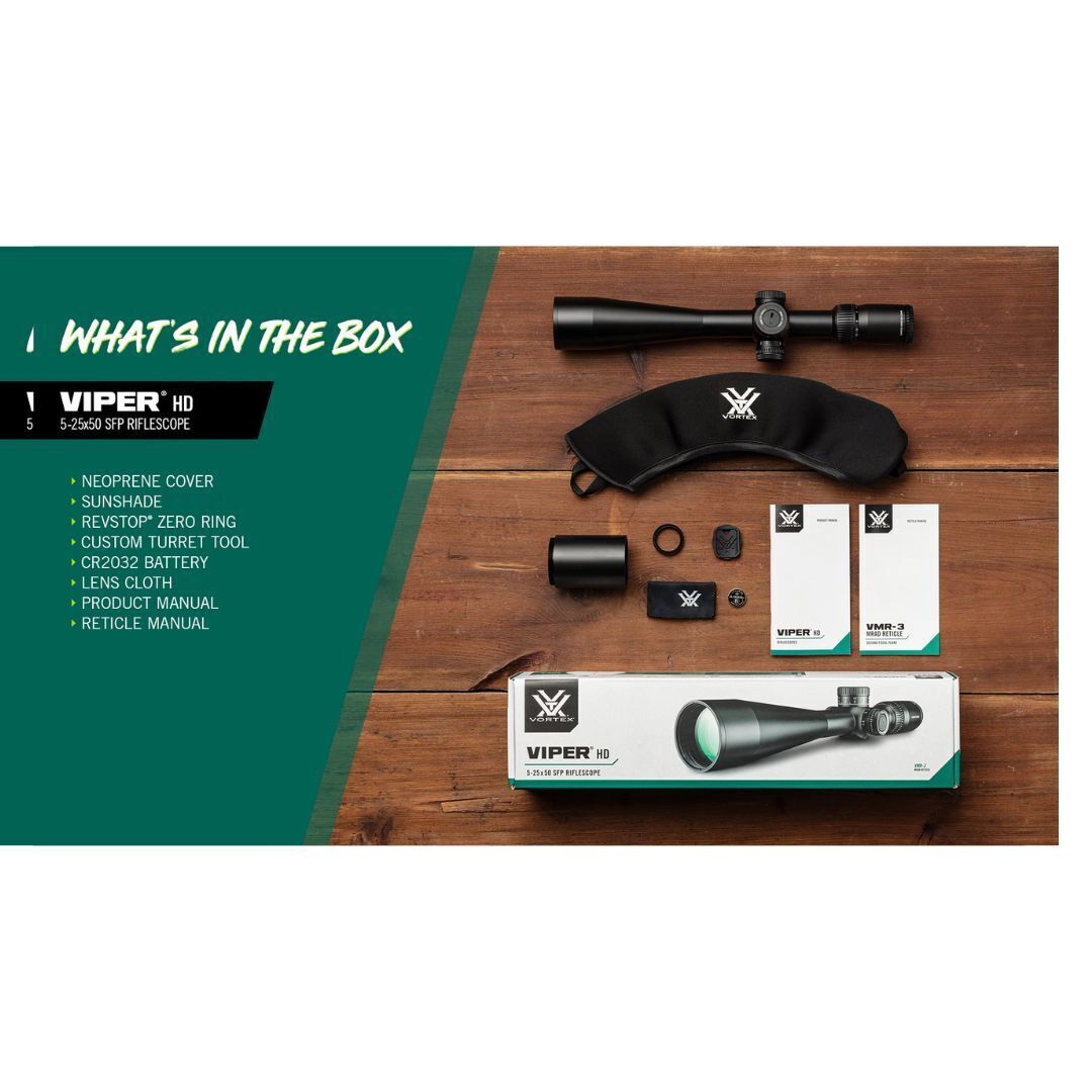 Vortex Viper HD 5-25x50 Riflescope (VMR-3 MOA Reticle) with 30mm Main Tube