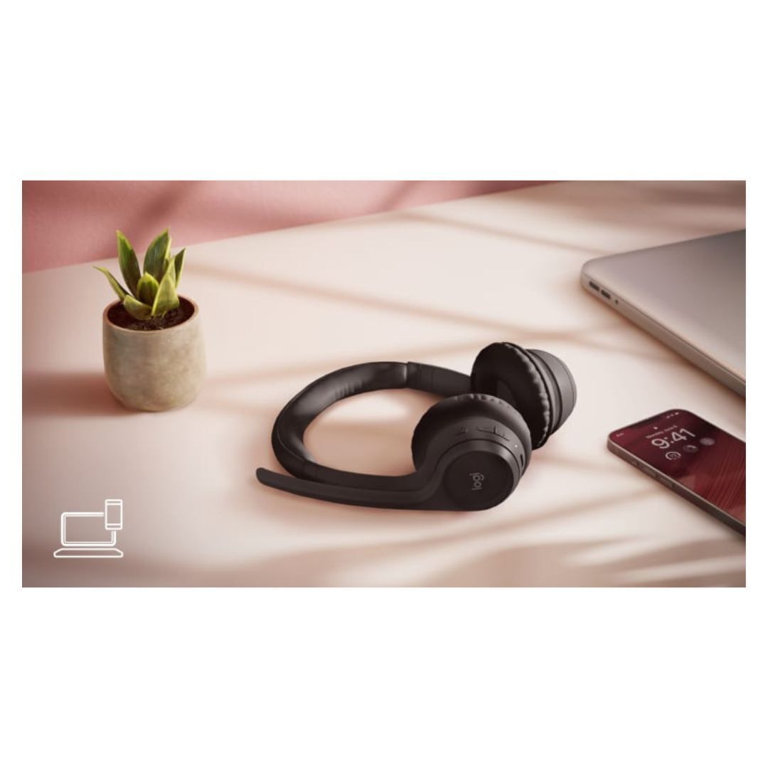 Logitech Zone 300 Wireless Headset with Dual Noise-Canceling Mics and Long-Lasting Battery (Black)