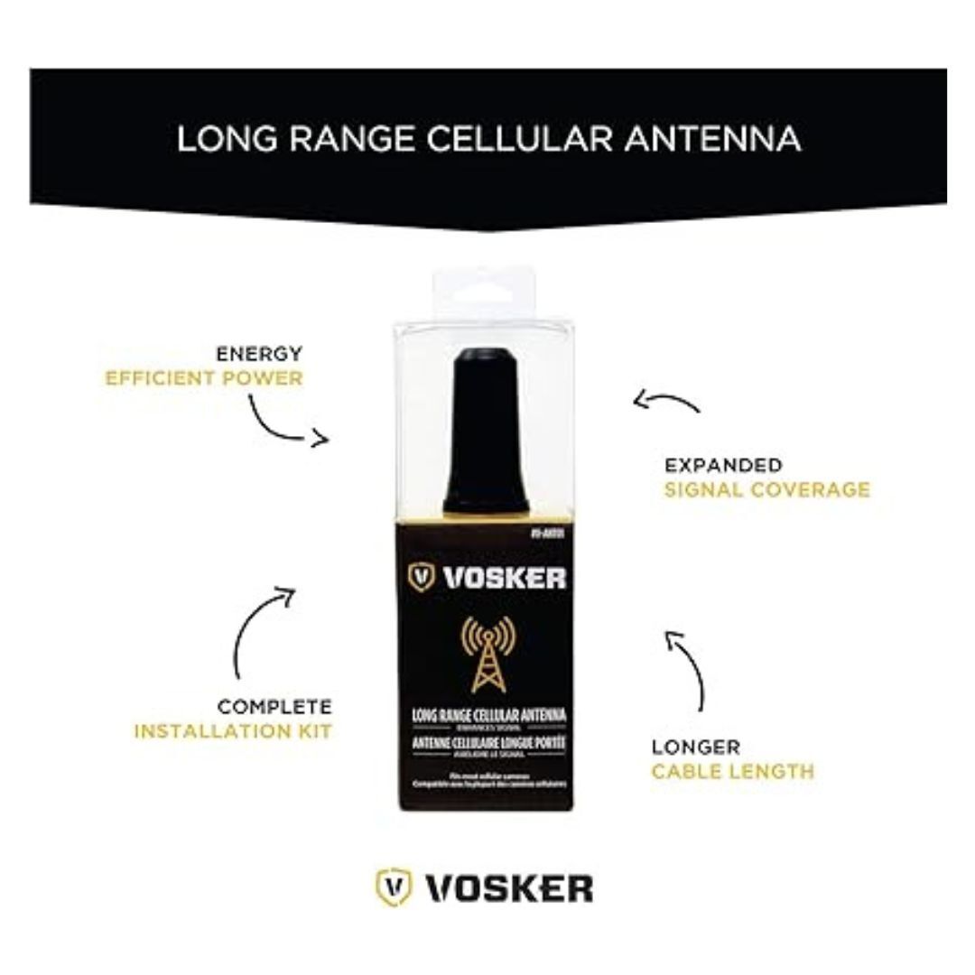 Vosker Long Range Cellular Antenna for Outdoor Surveillance Cameras with 15-Feet Cable (Black)