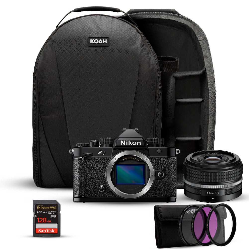 Nikon Zf Mirrorless Camera with 40mm f/2 (SE) Lens, Camera Bag, 128GB SD, and Lens Filter Kit
