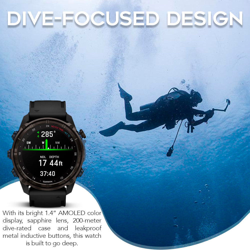 Garmin Descent Mk3i Watch Style-Dive Computer (Carbon Gray, Black) with Descent T2 Transceiver