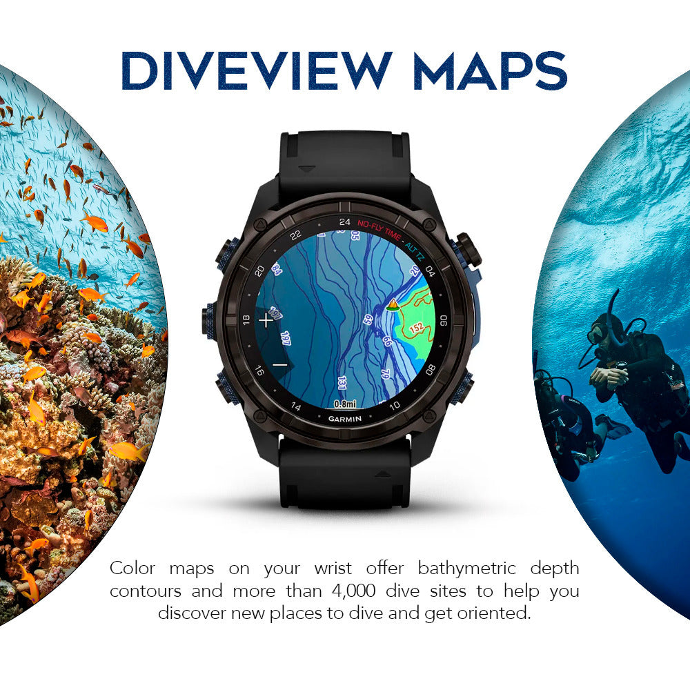 Garmin Descent Mk3i Watch Style-Dive Computer (Carbon Gray, Black) with Descent T2 Transceiver