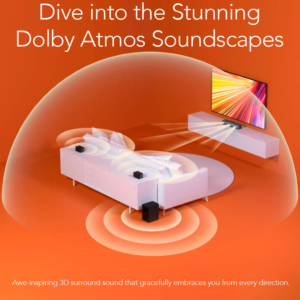 Ultimea Poseidon D60 5.1 Dolby Atmos Soundbar with (2-pack) 6 Ft. HDMI Cables bundle