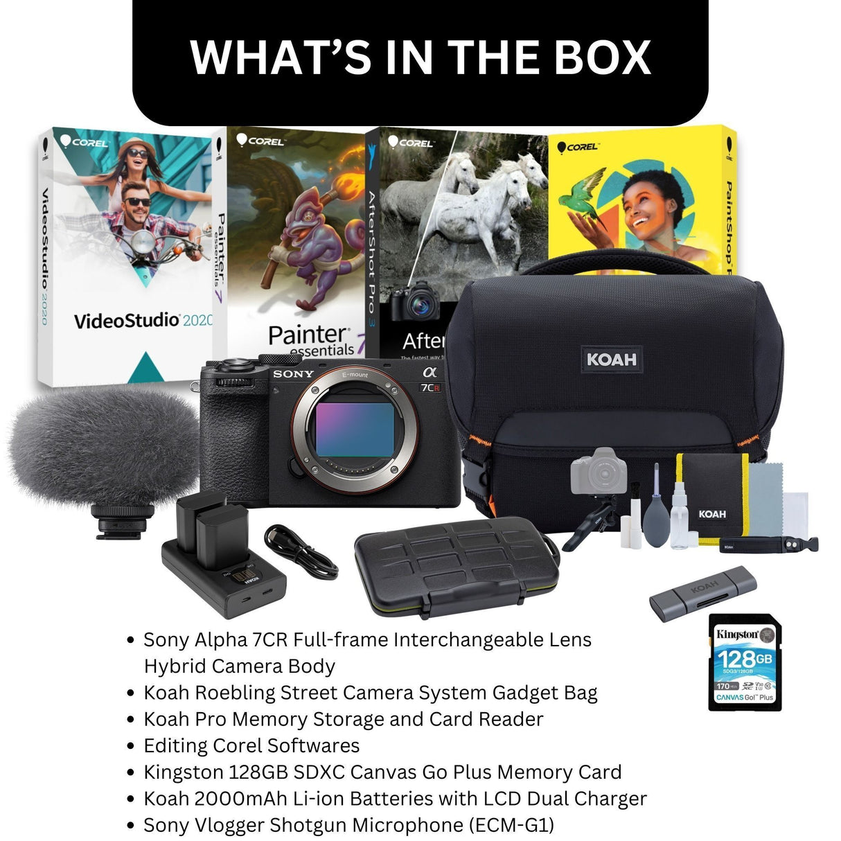 Sony Alpha 7CR Full-Frame Mirrorless Camera Body, Editing Software, 128GB SD Card Bundle