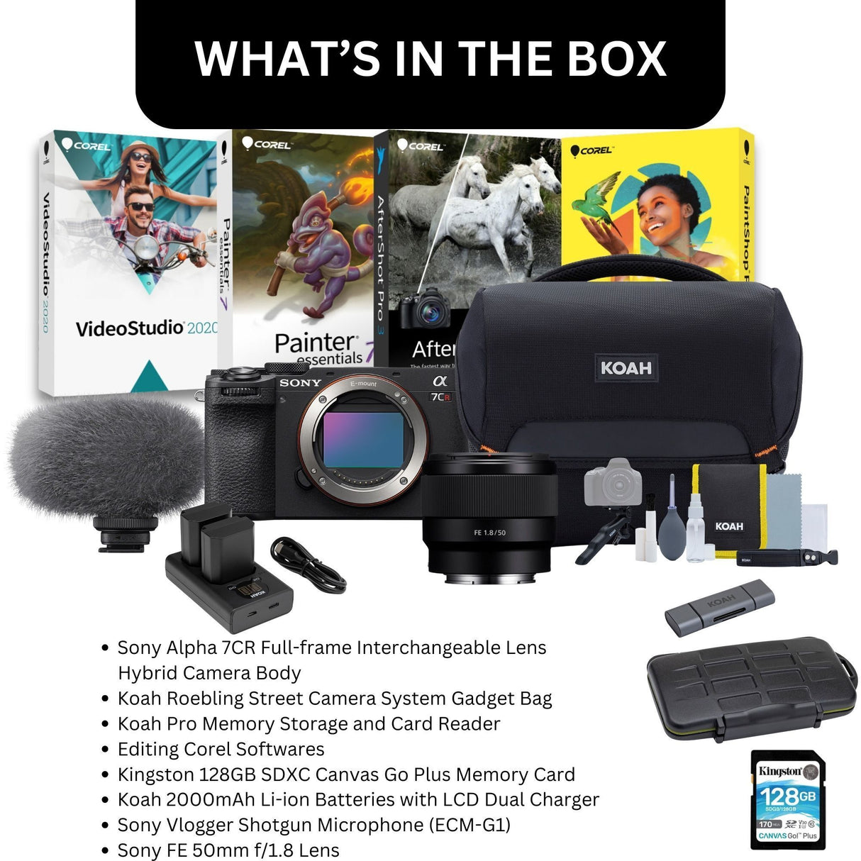 Sony Alpha 7CR Full-Frame Mirrorless Camera with Sony FE 50mm f/1.8 Lens, Editing Software Bundle