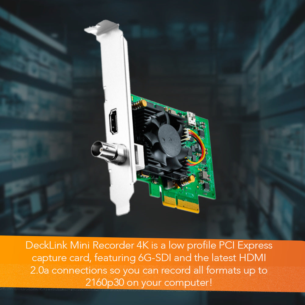 Blackmagic Design DeckLink Mini Recorder 4K Capture Card with 6 Ft. HDMI Cables