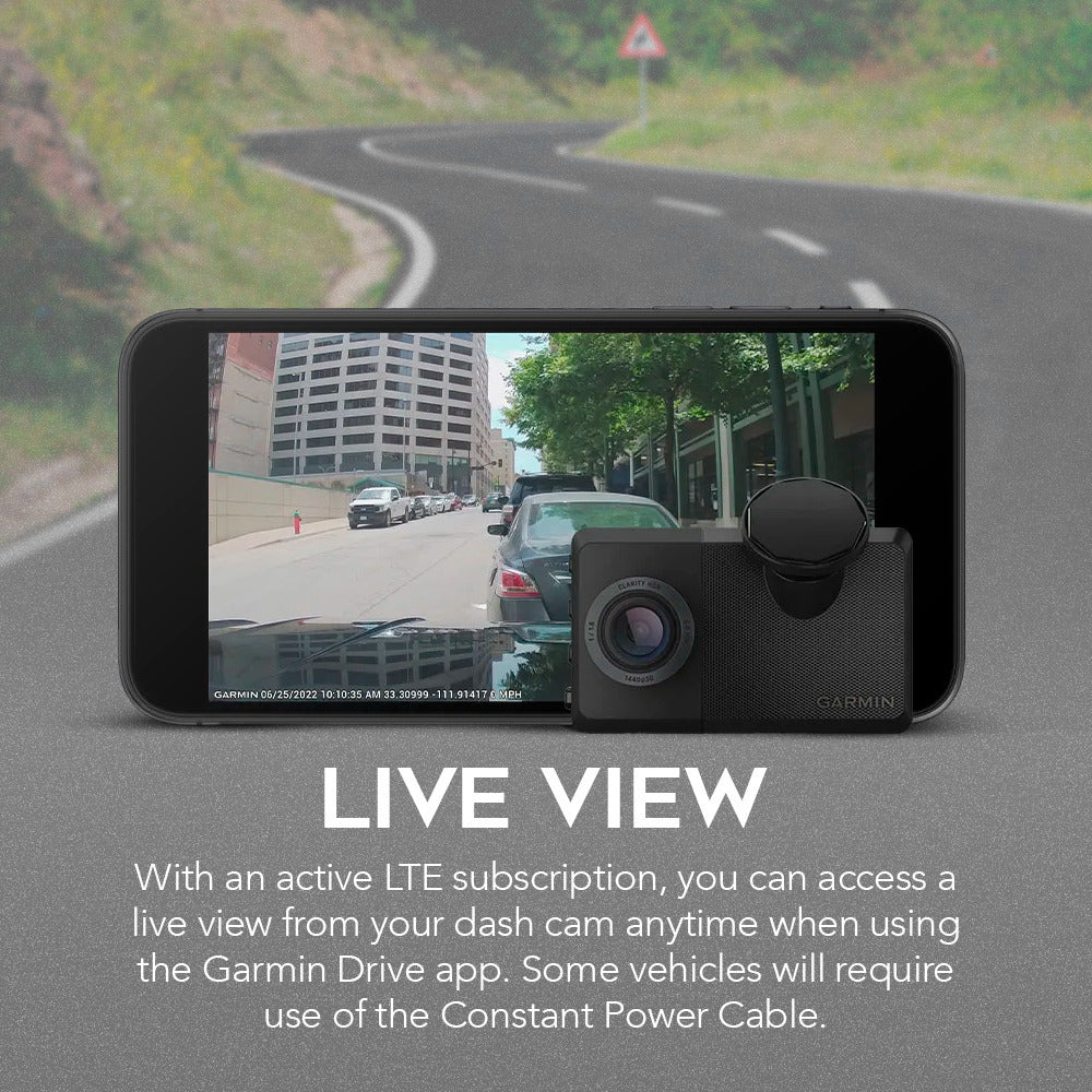 Garmin Dash Cam™ Live Bundle with Constant Power Cable and 128GB MicroSDXC Card
