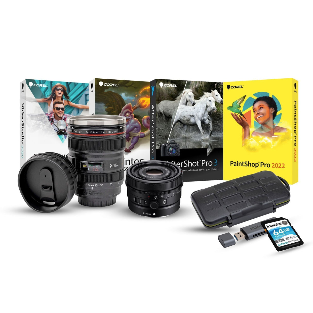 Sony FE 50mm f/2.5 G Full-Frame Ultra-Compact G Lens with Editing Software, 64GB Memory Card Bundle