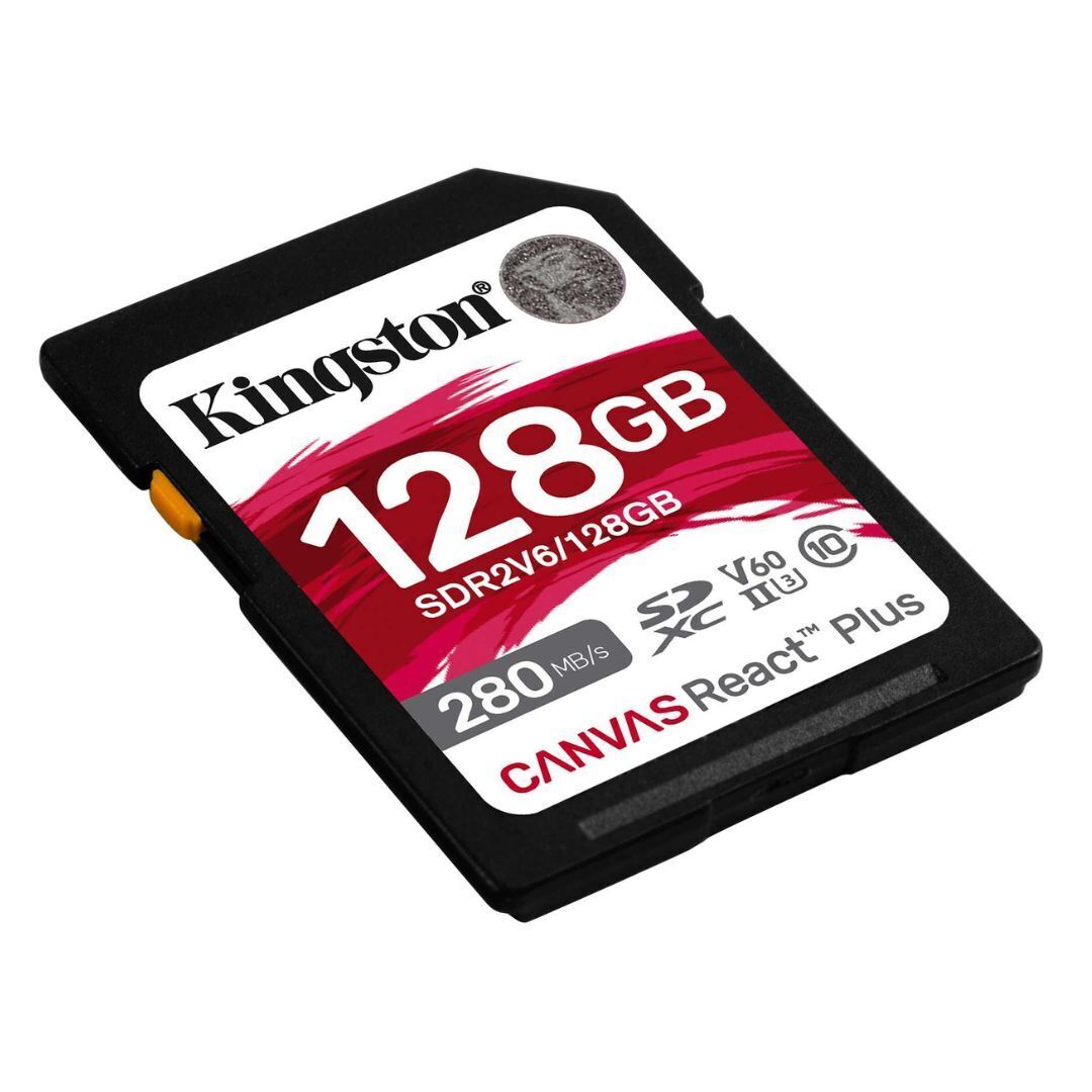 Kingston Canvas React Plus V60 UHS-II 128GB SD Memory Card with 280MB Per Second Read Speed