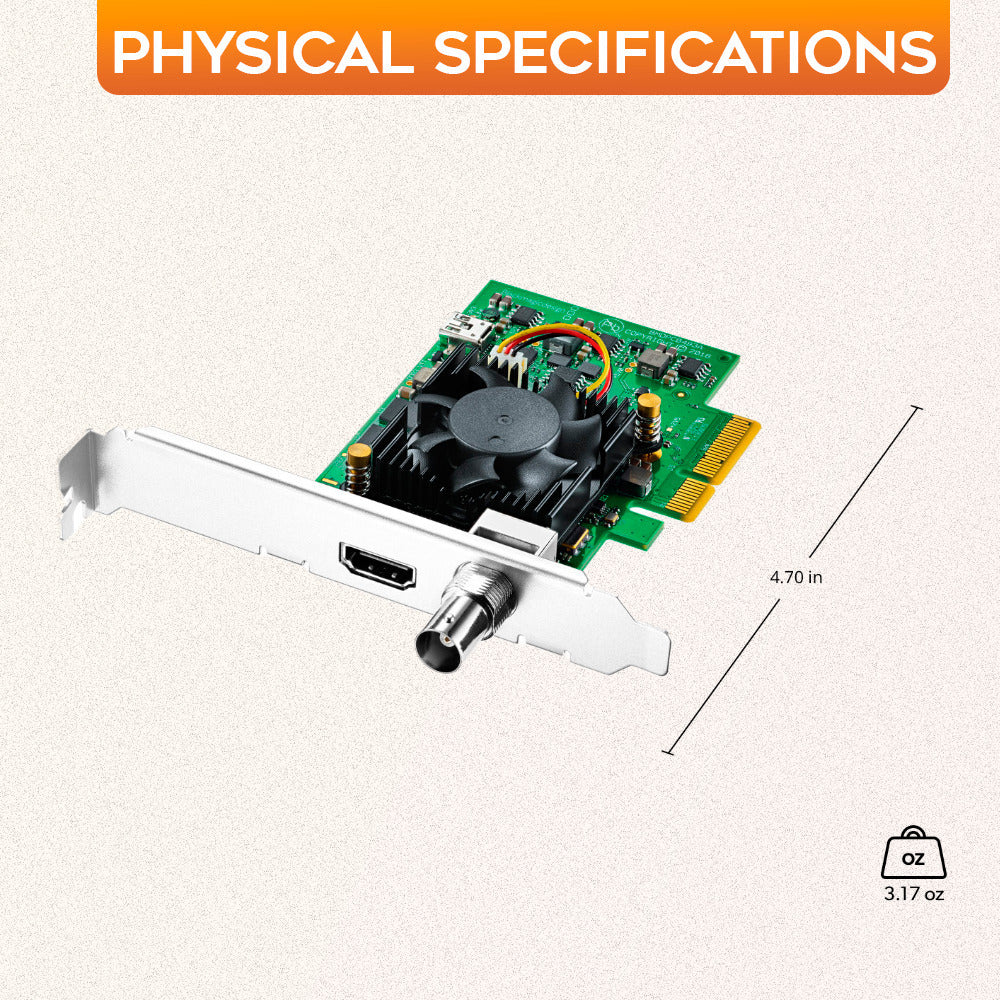 Blackmagic Design DeckLink Mini Recorder 4K Capture Card with 6' 3G-SDI BNC Cable