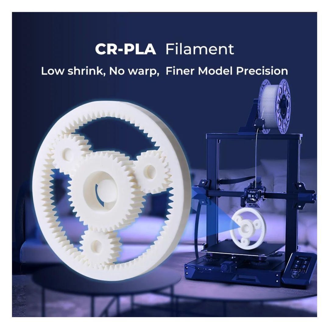 Creality 1.75mm PLA Filament with Precise Spooling Control for Worry-Free 3D Printing (1Kg, White)