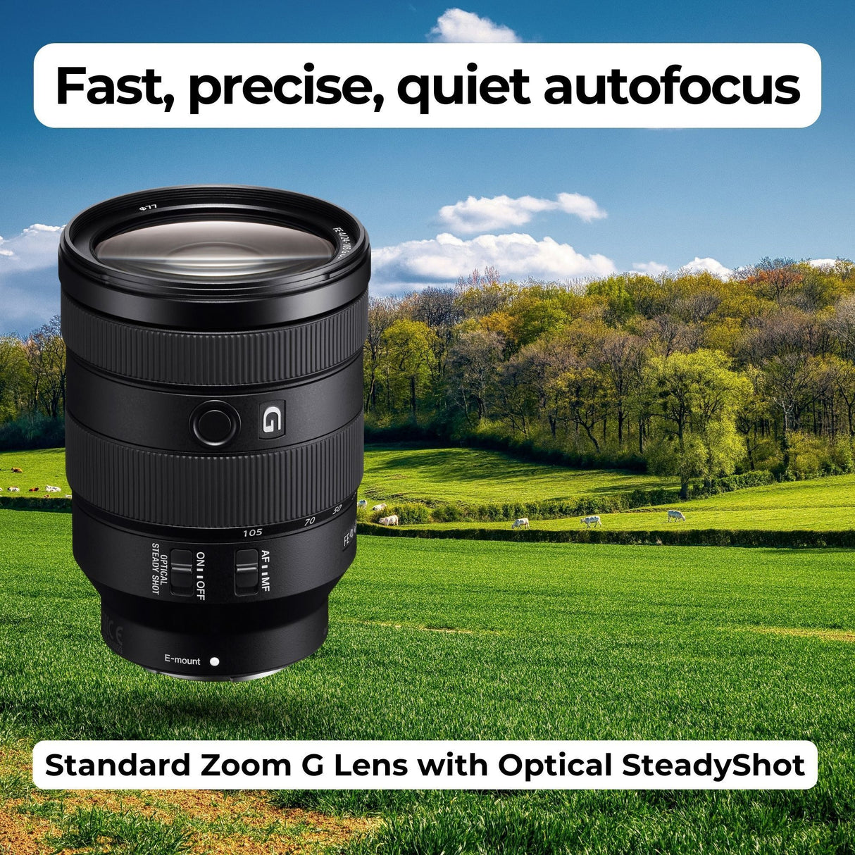 Sony FE 24-105mm f/4 G2 OSS Full-Frame E-Mount Lens with 64GB Memory Card, Editing Software Bundle