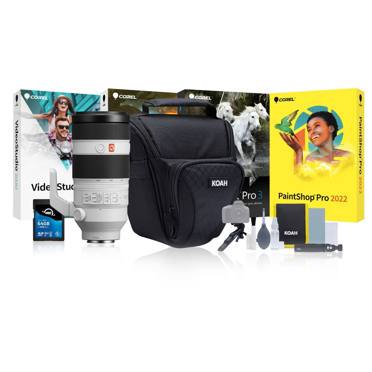 Sony Alpha FE 100-400mm f/4.5-5.6 GM Super Telephoto Zoom Lens with 64GB Memory Card Bundle