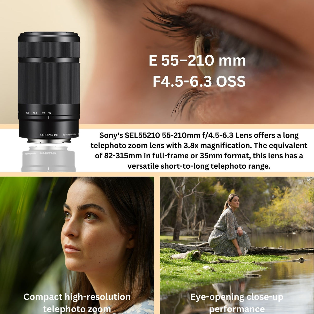 Sony 55-210mm Telephoto Lens with 64GB Memory Card, Editing Software, Camera Mug, and SD Card Reader