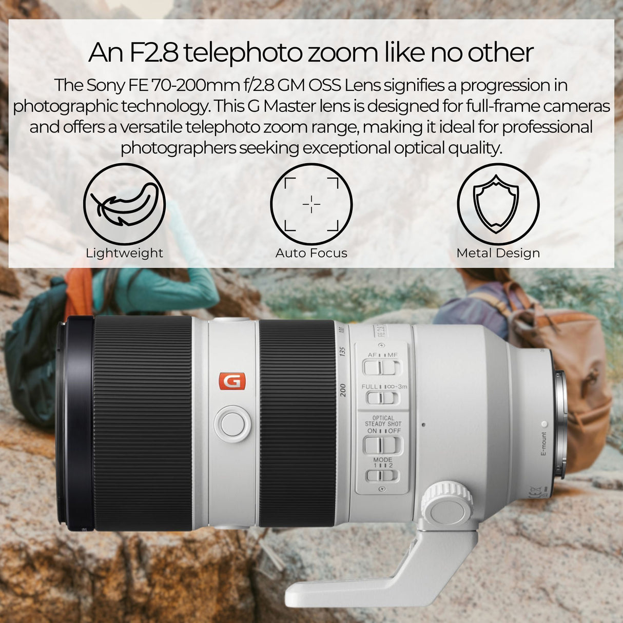 Sony FE 70-200mm f/2.8 GM OSS Lens - Fast Telephoto Zoom with 64GB SD Card, Editing Software Bundle