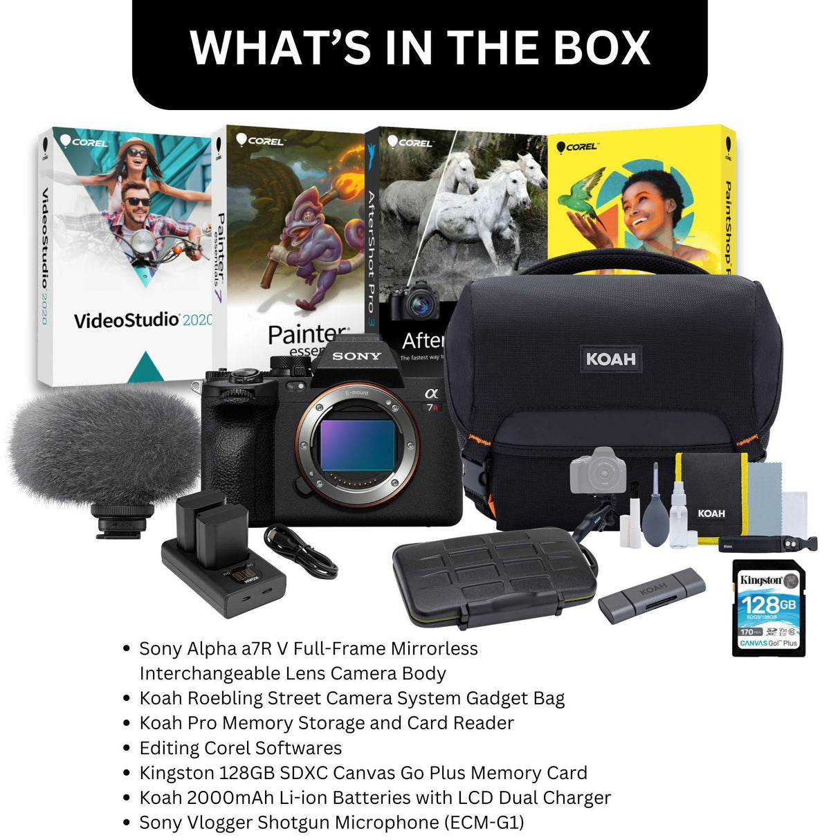 Sony Alpha a7R V Full-Frame Mirrorless Camera with Shotgun Microphone, 128GB SD Card Bundle