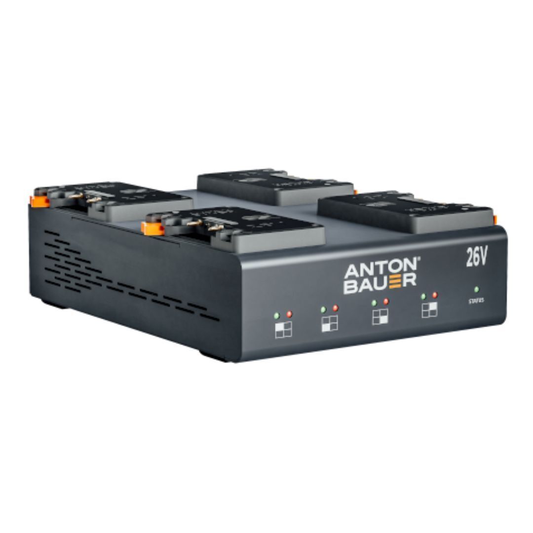 Anton Bauer Dionic 26V LP4 Quad Gold Mount Plus Charger with Dual Voltage and Expedited Charging