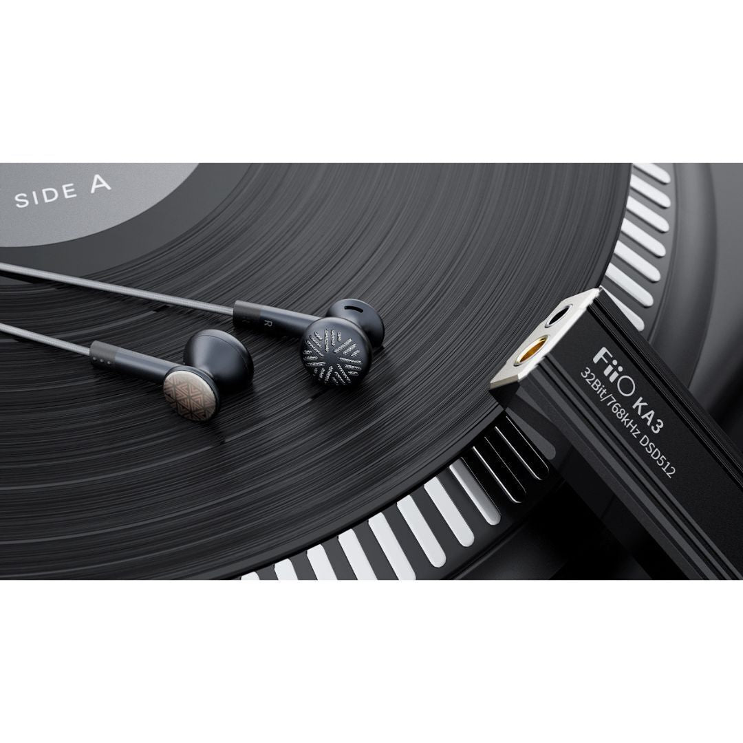 FiiO FF3S Drum-Style Dual Cavity Single Dynamic Driver Earbud Headphones (Black)