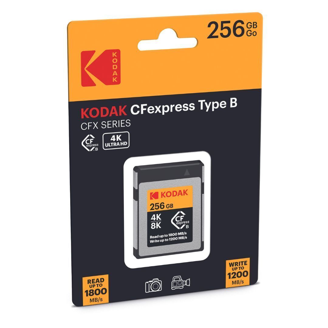 Kodak CFexpress Type B 256GB Memory Card with 1800MBps Read and 1200MBps Write (EKMCFX256GK)