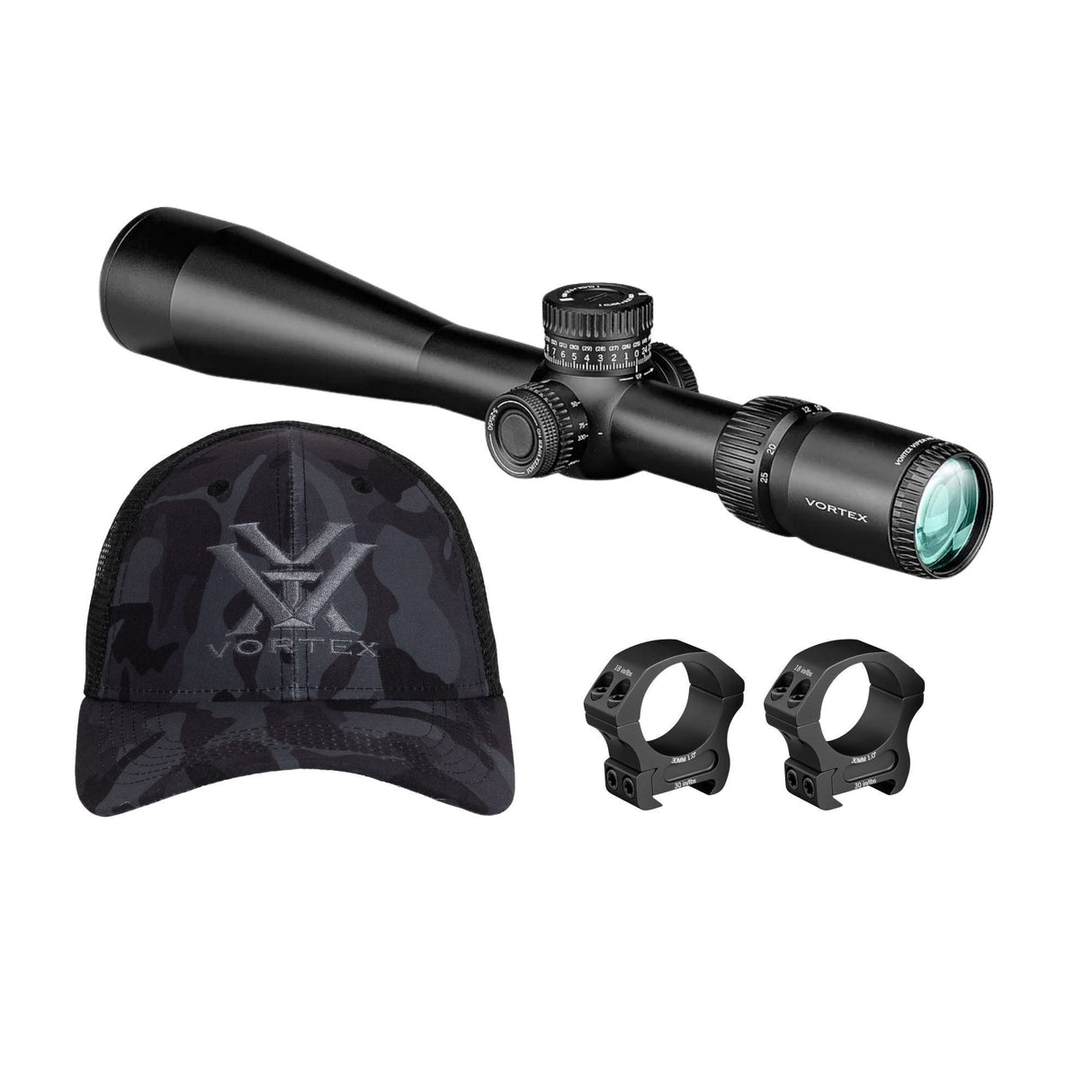 Vortex Viper HD 5-25x50 Dead-Hold Riflescope (FFP VMR-4 MOA Reticle) with Riflescope Rings Bundle